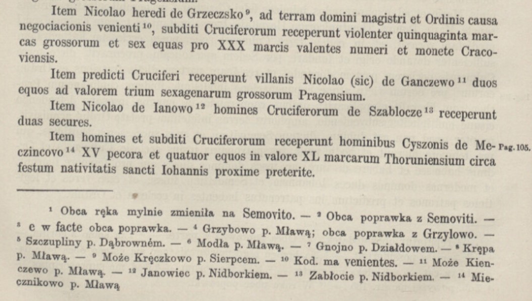Kęczewo w aktach polsko-krzyżackich z 1411 roku.