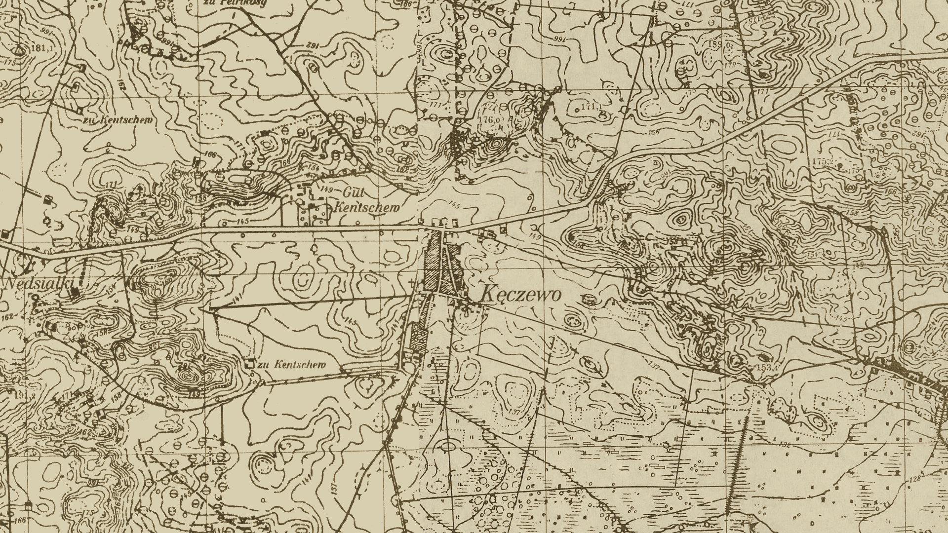 Mapa Kęczewa z lat 40.