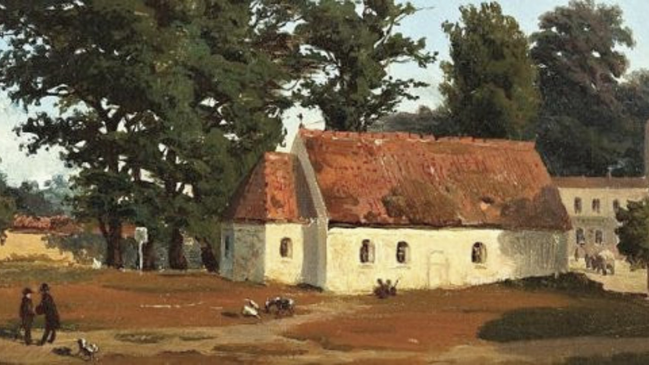 Kościół św. Idziego w Bydgoszczy, na obrazie Paula Bertholda Jaekela z 1878.